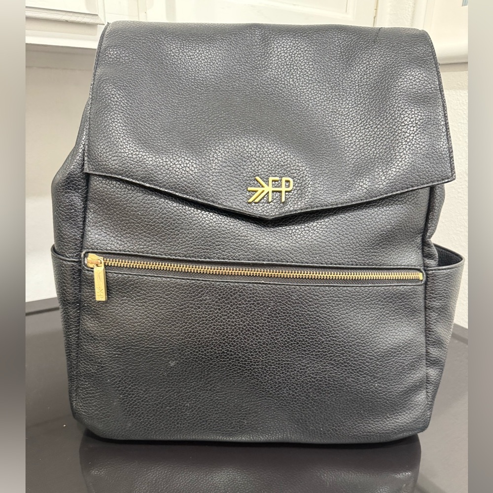 Freshly Picked Classic Diaper Bag Backpack‎ Black Vegan Leather Large